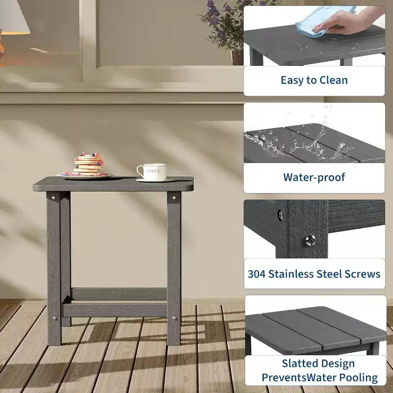 Tavolino quadrato da esterno in HDPE - Tavolino laterale Adirondack resistente per spiaggia, veranda - Resistente alle intemperie e facile da montare