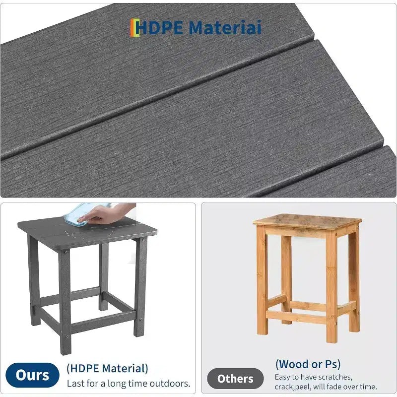 Tavolino quadrato da esterno in HDPE - Tavolino laterale Adirondack resistente per spiaggia, veranda - Resistente alle intemperie e facile da montare