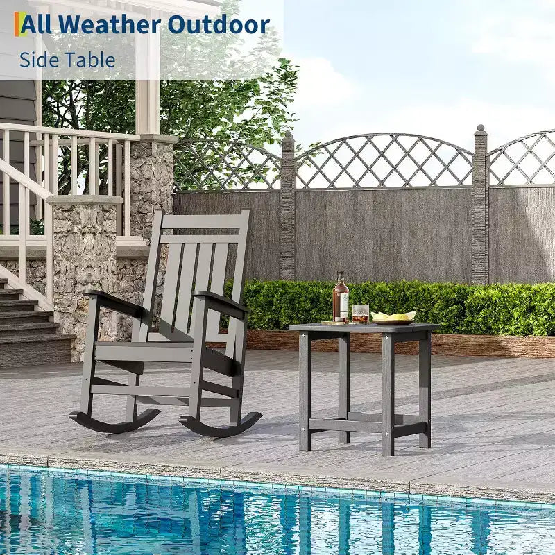 Tavolino quadrato da esterno in HDPE - Tavolino laterale Adirondack resistente per spiaggia, veranda - Resistente alle intemperie e facile da montare