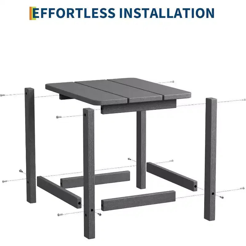 Tavolino quadrato da esterno in HDPE - Tavolino laterale Adirondack resistente per spiaggia, veranda - Resistente alle intemperie e facile da montare