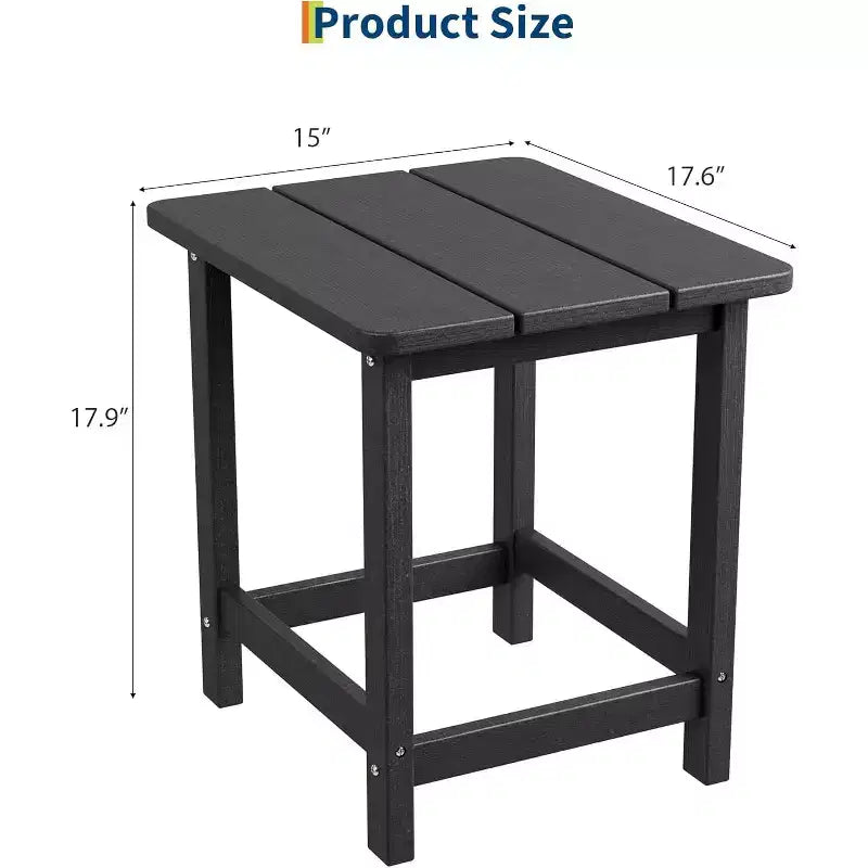 Tavolino quadrato da esterno in HDPE - Tavolino laterale Adirondack resistente per spiaggia, veranda - Resistente alle intemperie e facile da montare
