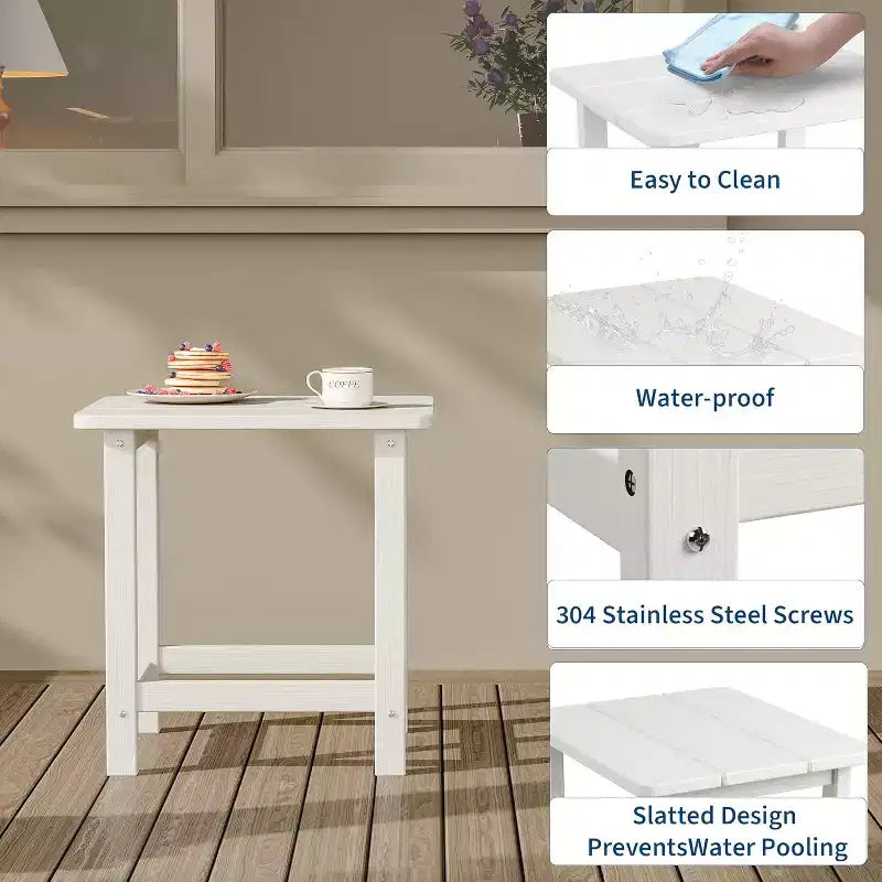 Tavolino quadrato da esterno in HDPE - Tavolino laterale Adirondack resistente per spiaggia, veranda - Resistente alle intemperie e facile da montare