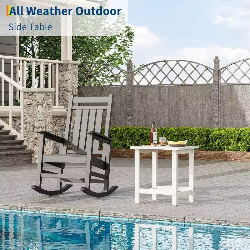 Tavolino quadrato da esterno in HDPE - Tavolino laterale Adirondack resistente per spiaggia, veranda - Resistente alle intemperie e facile da montare