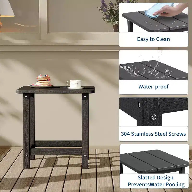 Tavolino quadrato da esterno in HDPE - Tavolino laterale Adirondack resistente per spiaggia, veranda - Resistente alle intemperie e facile da montare