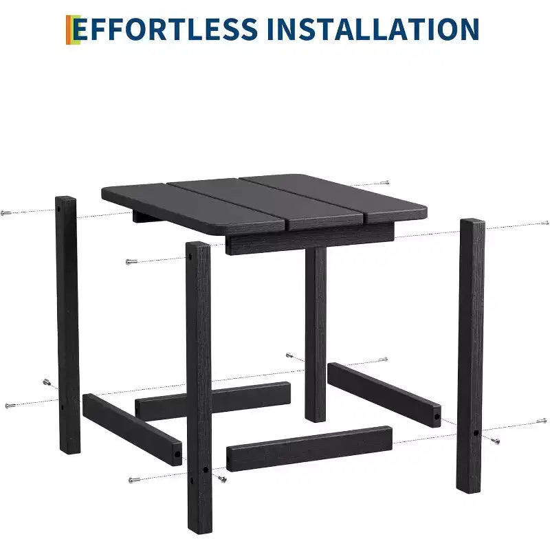 Tavolino quadrato da esterno in HDPE - Tavolino laterale Adirondack resistente per spiaggia, veranda - Resistente alle intemperie e facile da montare
