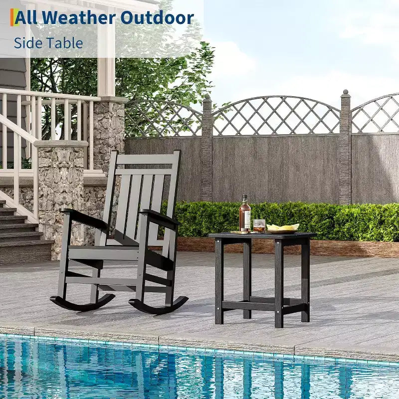 Tavolino quadrato da esterno in HDPE - Tavolino laterale Adirondack resistente per spiaggia, veranda - Resistente alle intemperie e facile da montare