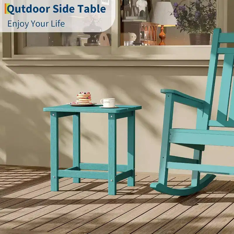 Tavolino quadrato da esterno in HDPE - Tavolino laterale Adirondack resistente per spiaggia, veranda - Resistente alle intemperie e facile da montare