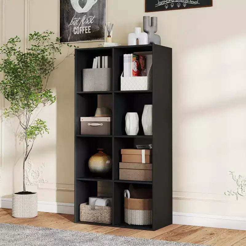 Organizer a 8 cubi con pannelli posteriori rimovibili, libreria aperta extra-lunga e robusta da 121 cm, scaffale multiuso