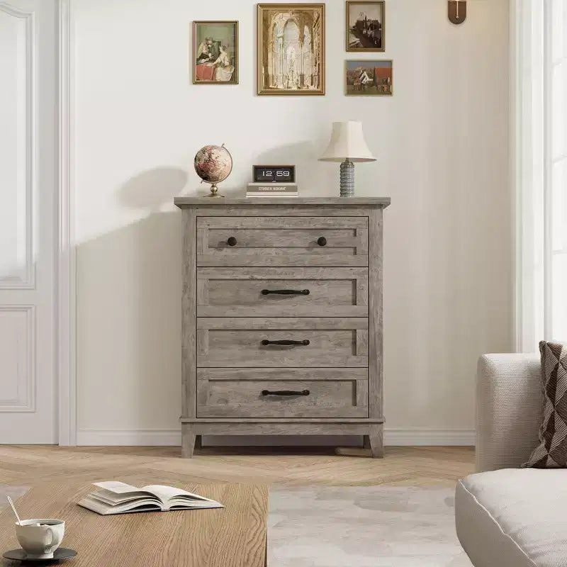 Comodino a 4 cassetti per camera da letto, cassettiera verticale alta 34,8 pollici con ampio spazio di archiviazione, cassettiera indipendente in legno per camera da letto, soggiorno