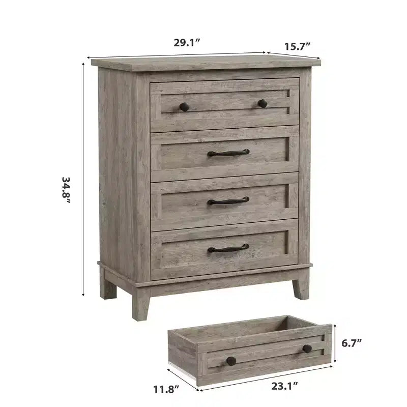 Comodino a 4 cassetti per camera da letto, cassettiera verticale alta 34,8 pollici con ampio spazio di archiviazione, cassettiera indipendente in legno per camera da letto, soggiorno