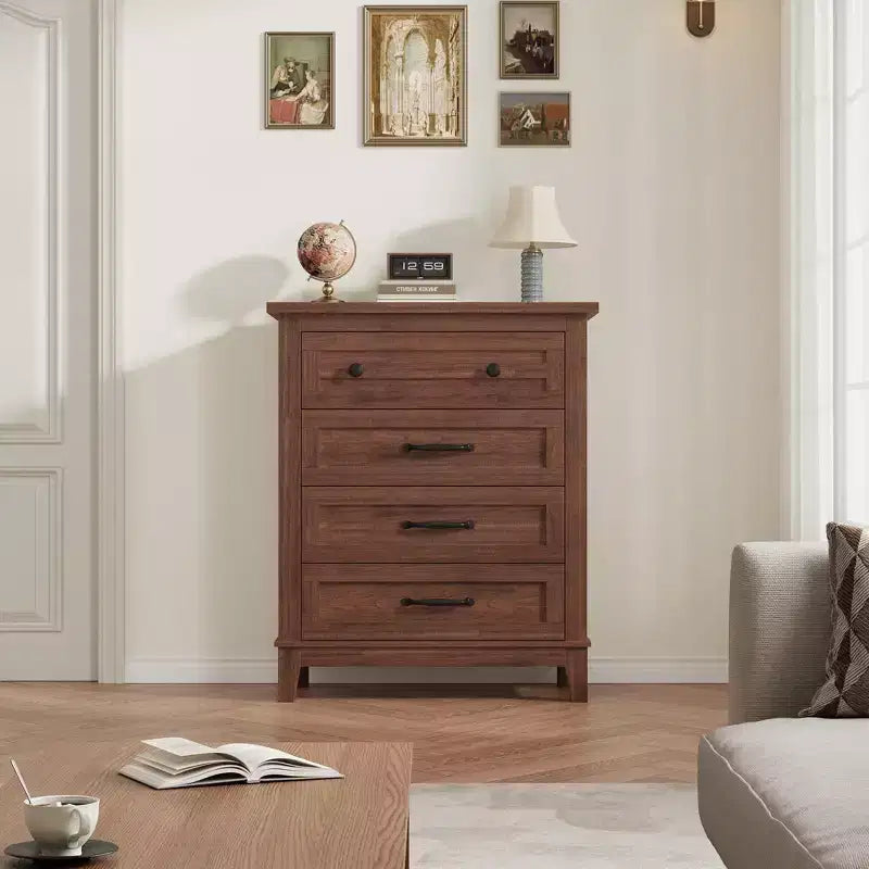 Comodino a 4 cassetti per camera da letto, cassettiera verticale alta 34,8 pollici con ampio spazio di archiviazione, cassettiera indipendente in legno per camera da letto, soggiorno