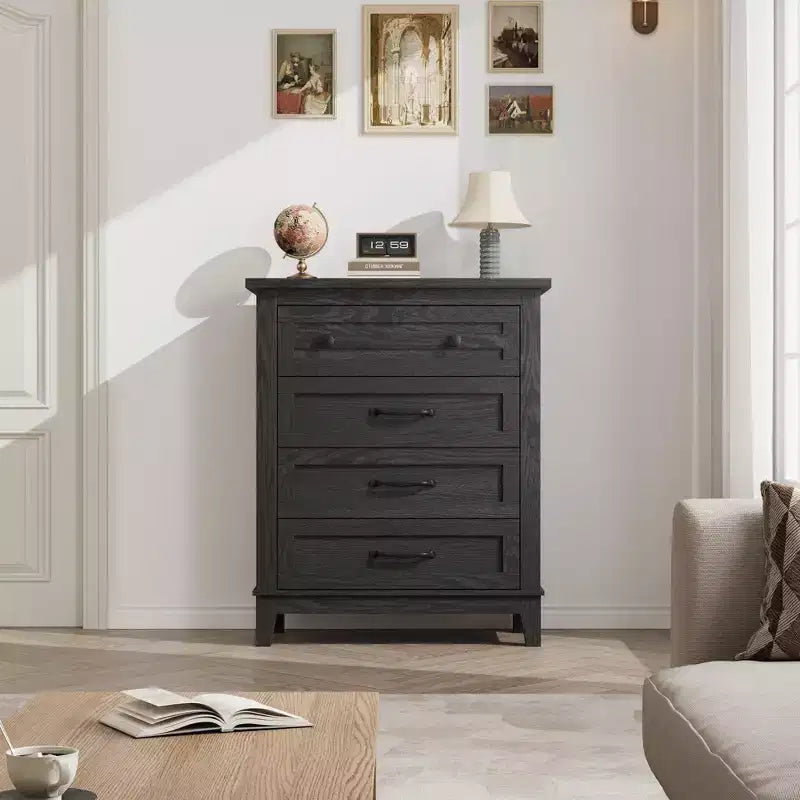 Comodino a 4 cassetti per camera da letto, cassettiera verticale alta 34,8 pollici con ampio spazio di archiviazione, cassettiera indipendente in legno per camera da letto, soggiorno
