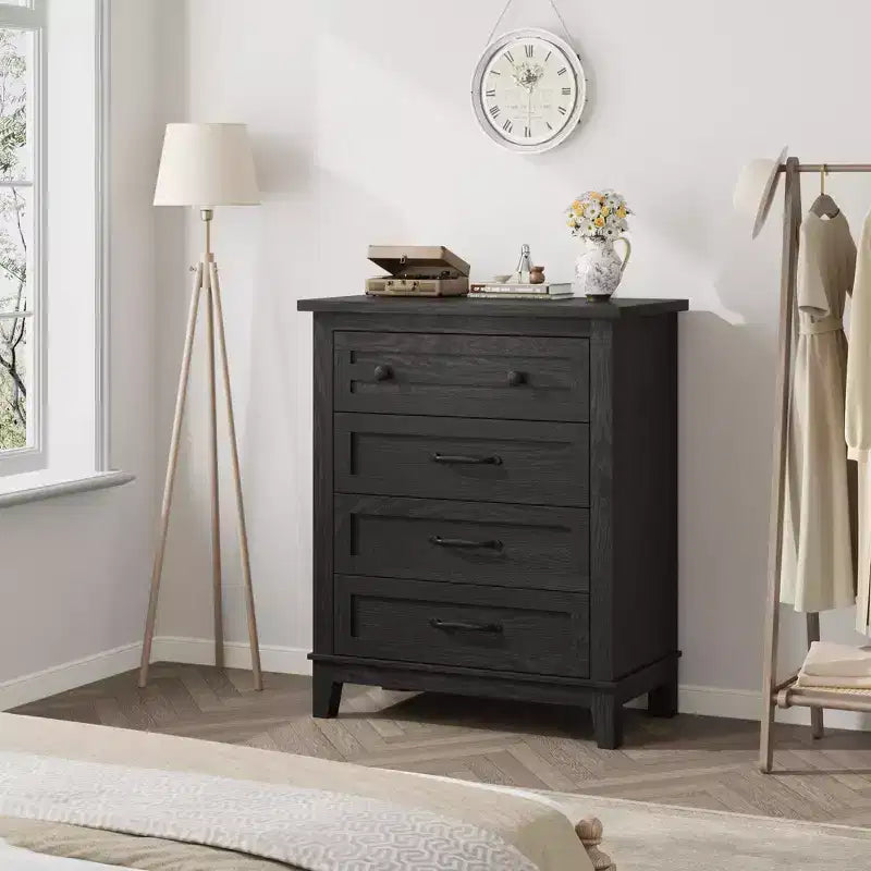 Comodino a 4 cassetti per camera da letto, cassettiera verticale alta 34,8 pollici con ampio spazio di archiviazione, cassettiera indipendente in legno per camera da letto, soggiorno
