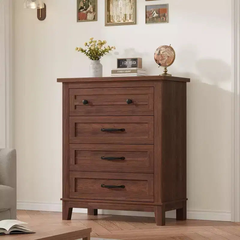Comodino a 4 cassetti per camera da letto, cassettiera verticale alta 34,8 pollici con ampio spazio di archiviazione, cassettiera indipendente in legno per camera da letto, soggiorno