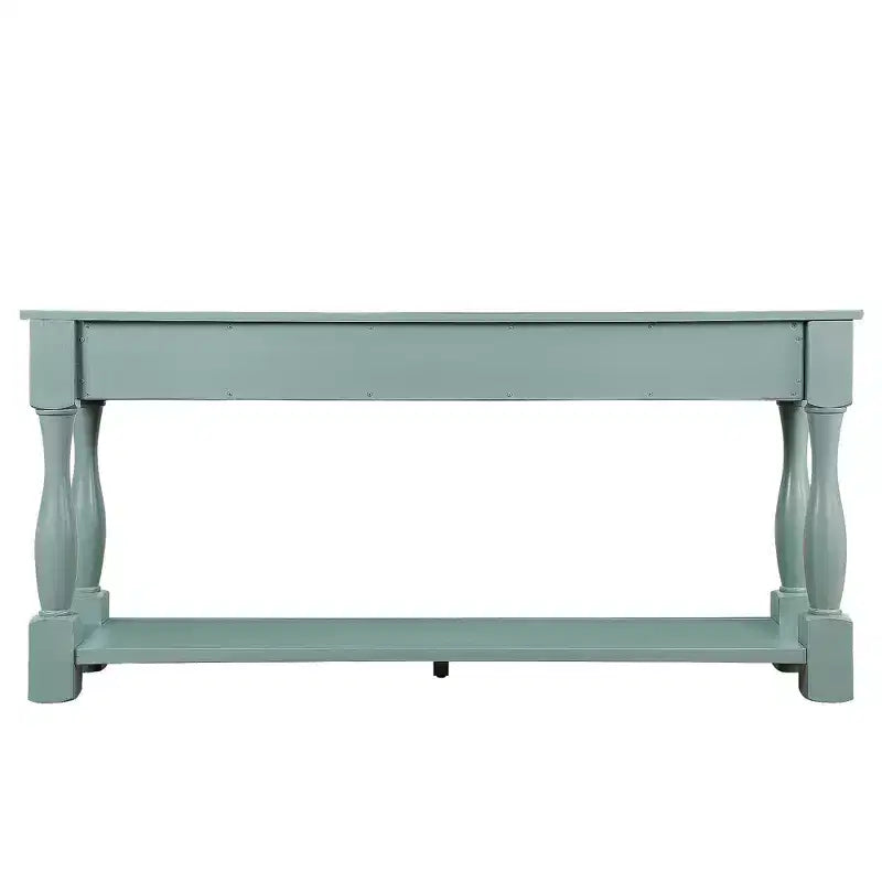 Tavolo consolle lungo 160 cm con 3 cassetti e 1 ripiano inferiore per ingresso e corridoio, blu retrò