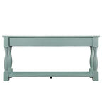 Tavolo consolle lungo 160 cm con 3 cassetti e 1 ripiano inferiore per ingresso e corridoio, blu retrò