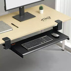 Vassoio per tastiera a morsetto sotto la scrivania, vassoio per tastiera da scrivania estraibile con robusto supporto a morsetto a C senza trapano, cassetto per computer estraibile da 26,8x11 pollici, nero