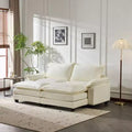 Karl Home |85.4 in. W Pillow Top Arm Double-layer Cushion Chenille Sofa in Blue With Ottoman
