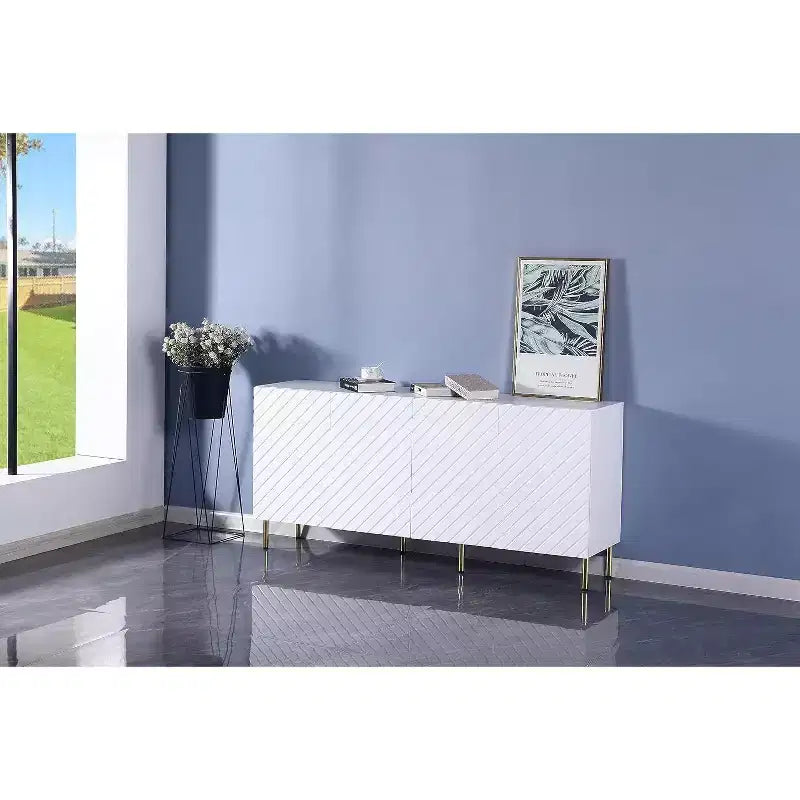 Mobile Contenitore a 4 Ante, Armadio Organizer in Legno MDF per Ufficio, Sala da Pranzo, Soggiorno, Cucina, Corridoio, Credenza Versatile Autoportante