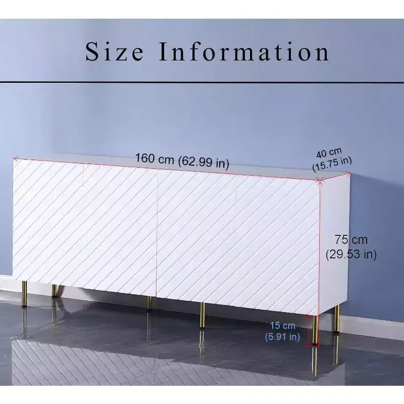 Mobile Contenitore a 4 Ante, Armadio Organizer in Legno MDF per Ufficio, Sala da Pranzo, Soggiorno, Cucina, Corridoio, Credenza Versatile Autoportante