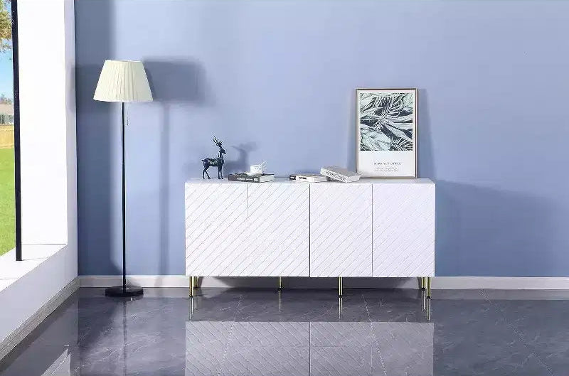 Mobile Contenitore a 4 Ante, Armadio Organizer in Legno MDF per Ufficio, Sala da Pranzo, Soggiorno, Cucina, Corridoio, Credenza Versatile Autoportante
