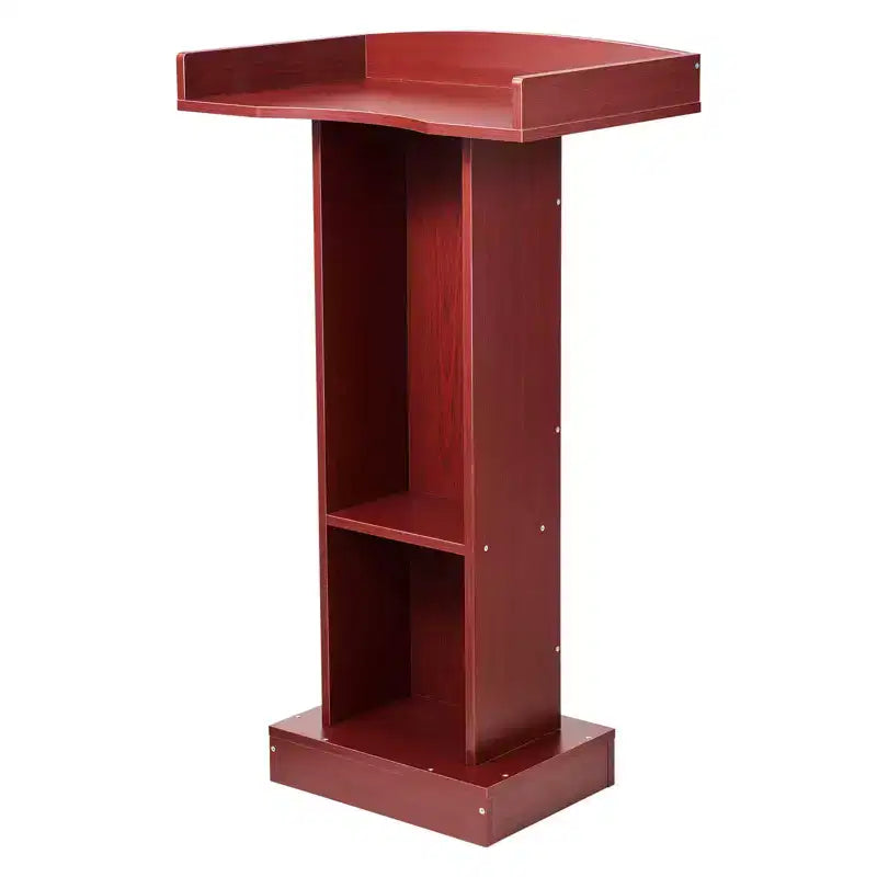 VEVOR Podium Stand, 41-Inch Wooden Lectern, Laptop Desk with Wide Reading Surface and Storage Shelf, Edge Stopper, Elegant Design, Brown