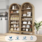 Mobile da esposizione ad arco da fattoria a 7 ripiani con ripiani regolabili, libreria alta ad arco indipendente per cucina, dispensa, soggiorno