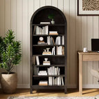 Mobile da esposizione ad arco da fattoria a 7 ripiani con ripiani regolabili, libreria alta ad arco indipendente per cucina, dispensa, soggiorno