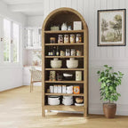 Mobile da esposizione ad arco da fattoria a 7 ripiani con ripiani regolabili, libreria alta ad arco indipendente per cucina, dispensa, soggiorno