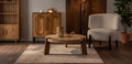 Rustic Round Wood Coffee Table, Natural Center Table Accent Table - ModernLuxe