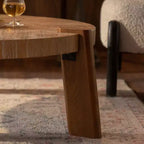 Tavolino da caffè rustico rotondo in legno, tavolino centrale decorativo naturale - ModernLuxe
