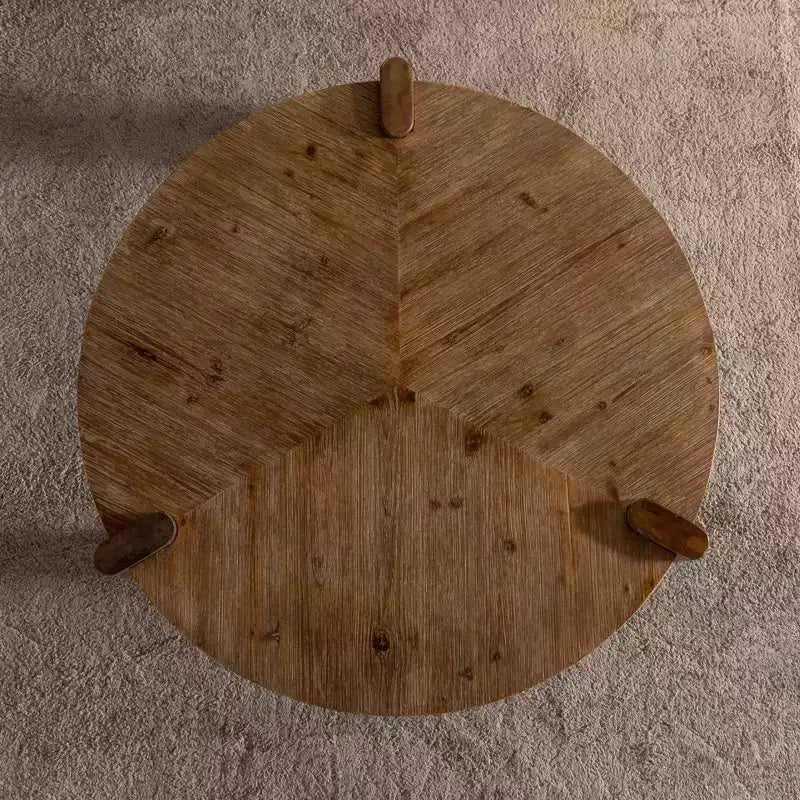 Tavolino da caffè rustico rotondo in legno, tavolino centrale decorativo naturale - ModernLuxe