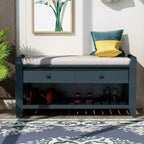 GDFStudio Judith Solid Wood Multipurpose Storage Bench With Cushioned Seat and Drawers
