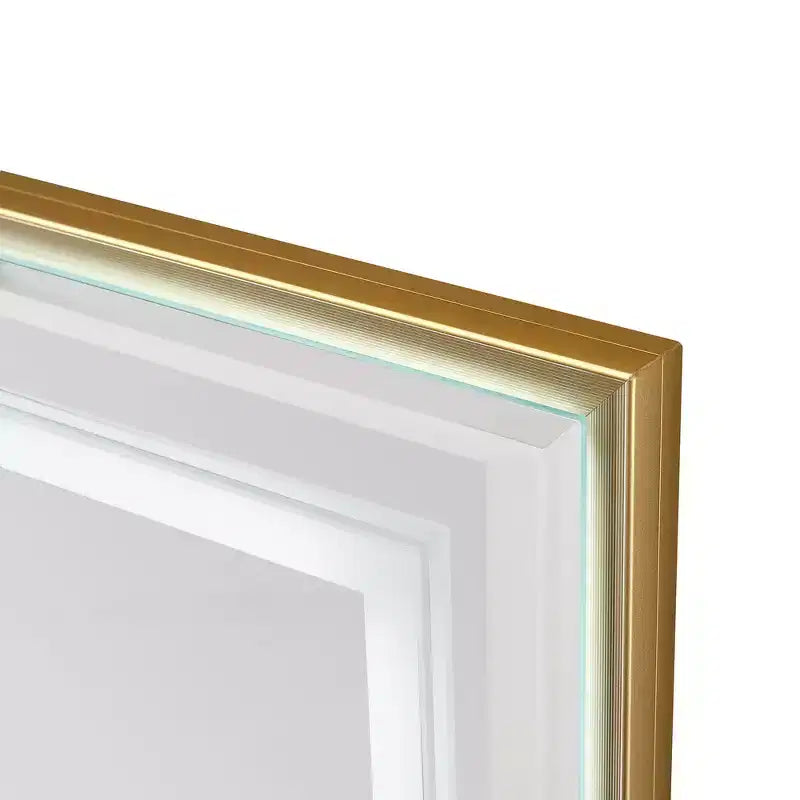 Specchio da bagno a parete a LED touch con vetro float HD, bordo smussato, cornice in alluminio e anti-appannamento, 40x30