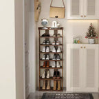 Tree City - Wide 7-Tier 45'' Double Row Wooden Shoe Rack for Entryway & Closet,Holds 14-20 Pairs