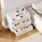 Cassettiera moderna a 3 cassetti con maniglie e gambe dorate per soggiorno, camera da letto