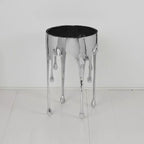 Tavolino rotondo Royal Hampton | Piano in vetro da 24,75 pollici | Design a goccia fusa | Argento