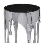 Tavolino rotondo Royal Hampton | Piano in vetro da 24,75 pollici | Design a goccia fusa | Argento