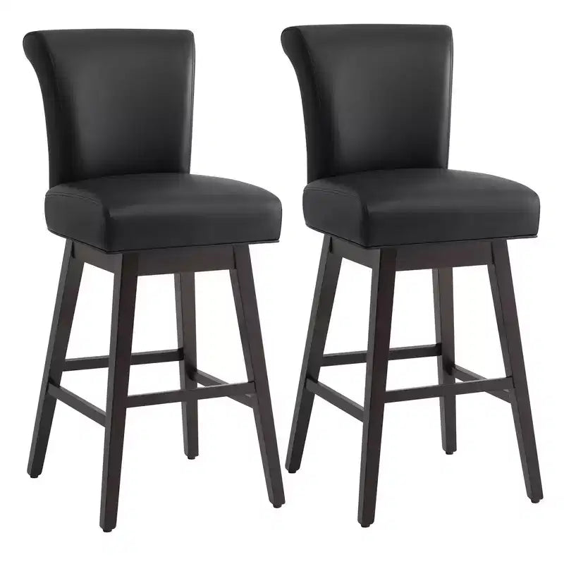 Spruce&Spring Bar Height Swivel Barstool with Curved Back and Thick Cushioned Seat