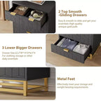 Cassettiera in legno a 5 cassetti con gambe in metallo per camera da letto, soggiorno, ingresso