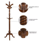 Appendiabiti da terra retrò creativo in legno massello di frassino con 8 ganci, per cappotti/cappelli/sciarpe (soggiorno/camera da letto)