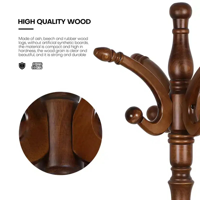 Appendiabiti da terra retrò creativo in legno massello di frassino con 8 ganci, per cappotti/cappelli/sciarpe (soggiorno/camera da letto)