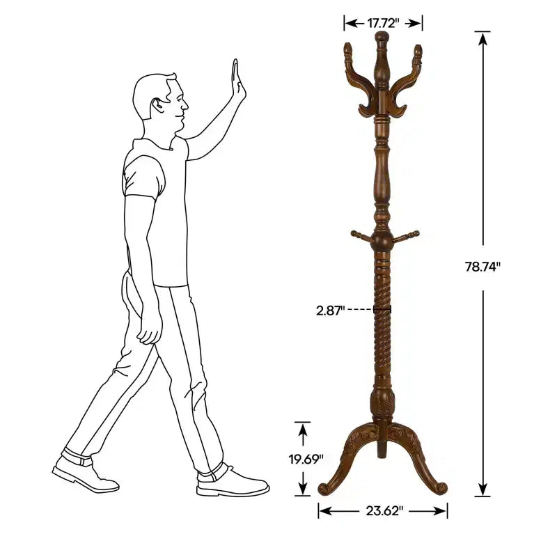 Appendiabiti da terra retrò creativo in legno massello di frassino con 8 ganci, per cappotti/cappelli/sciarpe (soggiorno/camera da letto)