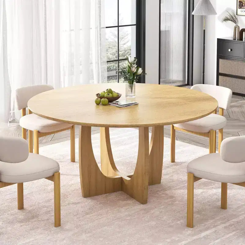 Tavolo da pranzo rotondo in legno da 42 pollici per 4 persone, tavolo da cucina e sala da pranzo moderno in stile rustico