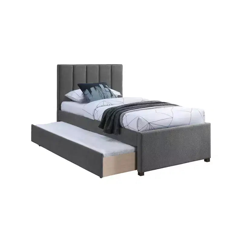 Letto estraibile doppio in tessuto effetto lino