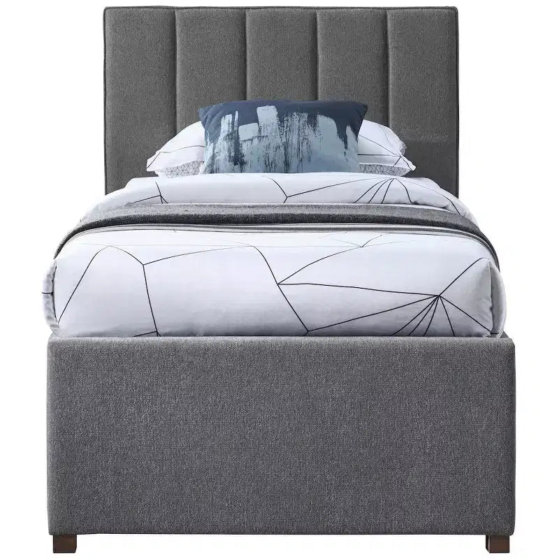 Letto estraibile doppio in tessuto effetto lino