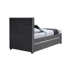 Letto estraibile doppio in tessuto effetto lino