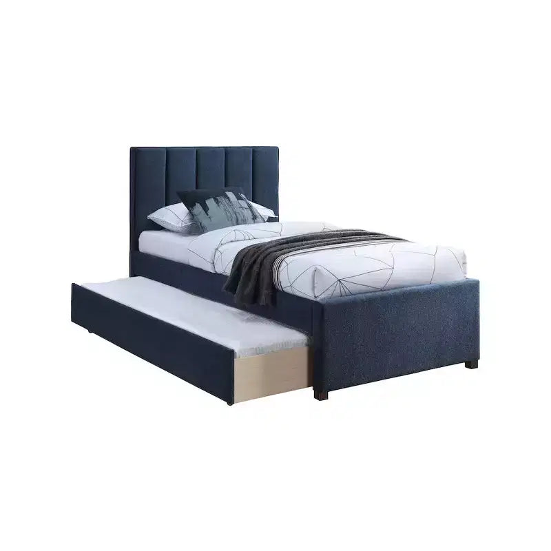 Letto estraibile doppio in tessuto effetto lino