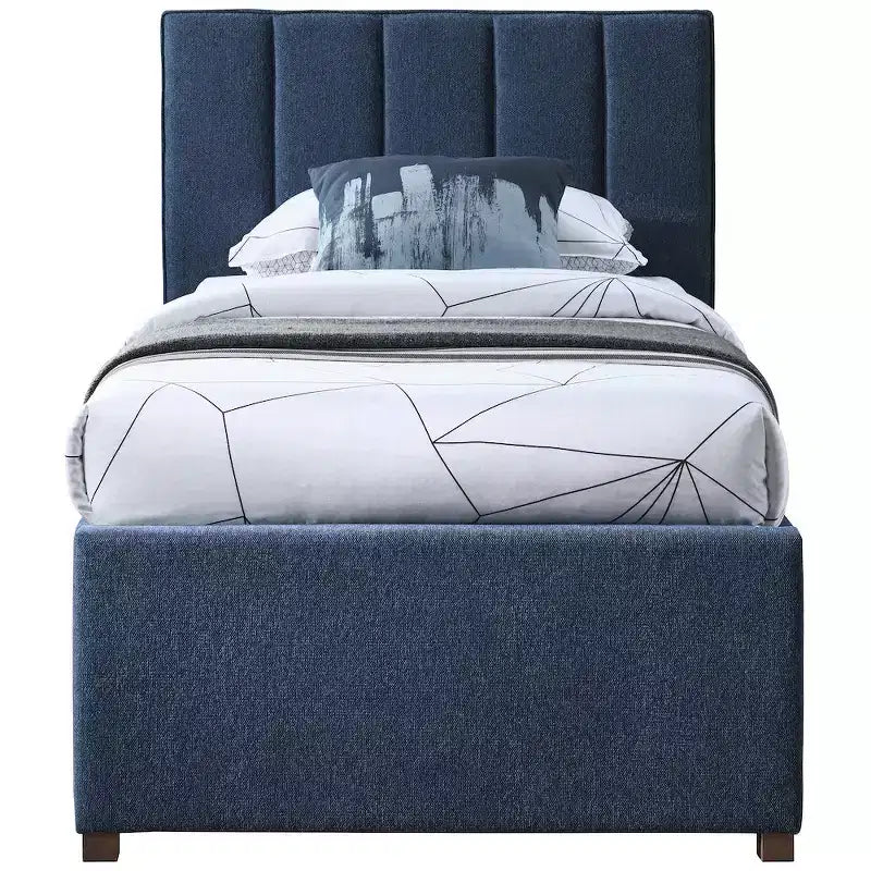 Letto estraibile doppio in tessuto effetto lino