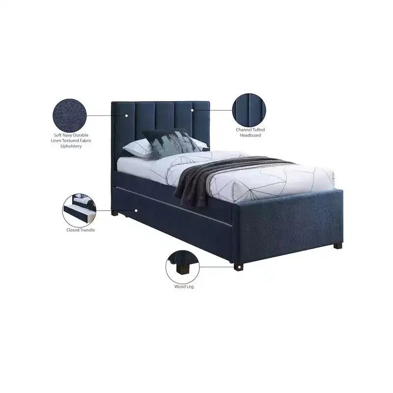 Letto estraibile doppio in tessuto effetto lino
